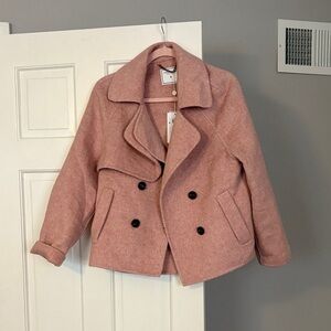 Elegant Pink Double-Breasted Pea Coat